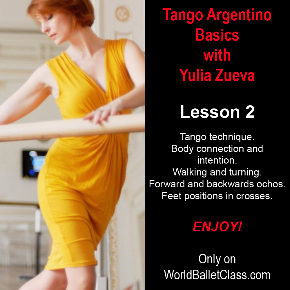 Tango Argentino technique. Body connection and intention. Walking and turning. Forward and backwards ochos. Feet positions in crosses. Julia Zueva |  Lesson 2 | 7 days access